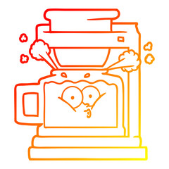 warm gradient line drawing steaming hot coffee pot