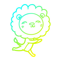 cold gradient line drawing cartoon running lion