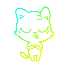 cold gradient line drawing cartoon cat