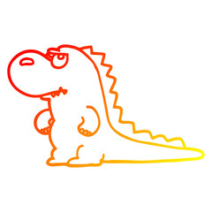 warm gradient line drawing cartoon annoyed dinosaur