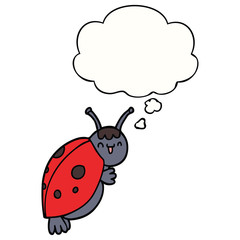 cute cartoon ladybug and thought bubble