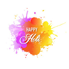 Obraz premium Happy Holi Card With Blobs White background