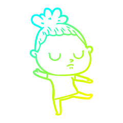 cold gradient line drawing cartoon calm woman