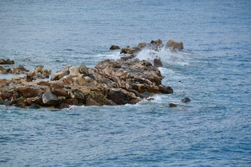 The Aegean Sea off the coast of Cape of Sounion in Greece