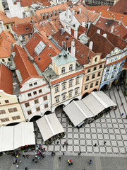 Aerial view of old buildings in Prague, Czech Republic