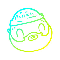 cold gradient line drawing cartoon male face with beard
