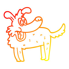 warm gradient line drawing cartoon happy dog