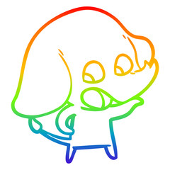 rainbow gradient line drawing cute cartoon elephant