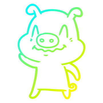 recommend clip art: cold gradient line drawing nervous cartoon pig