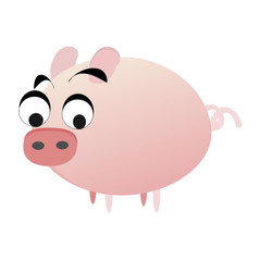 Year of the Pig and New Year 2019 and Chinese New Year.  Vector flat illustration for decoration. Colorful cute cartoon character on background isolated.