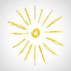 Hand drawn sun. Simple sketch sun. Solar symbol