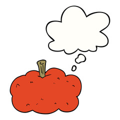 cartoon pumpkin and thought bubble