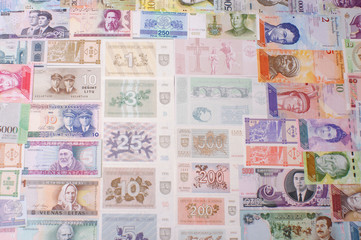 Banknote collection close up