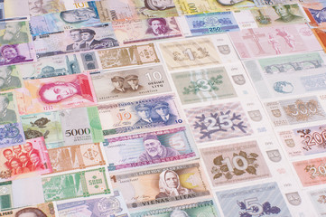 Banknote collection close up