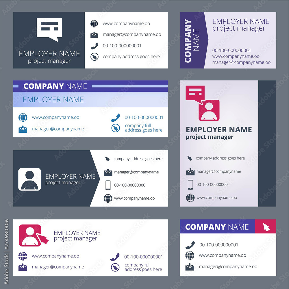 Poster mail signature. vector design template of web forms emailing. company name and employer contact ui p