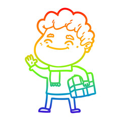 rainbow gradient line drawing cartoon friendly man