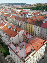 Aerial view of Prague old buildings