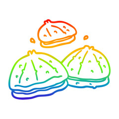 rainbow gradient line drawing cartoon fresh oysters