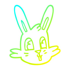 Fototapeta na wymiar cold gradient line drawing cartoon bunny face