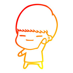 warm gradient line drawing cartoon smug boy