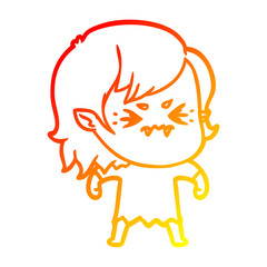 warm gradient line drawing annoyed cartoon vampire girl