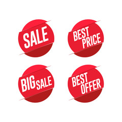 Set of discount offer price label, sale promo marketing