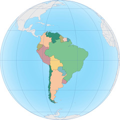 South America continent is divided by country