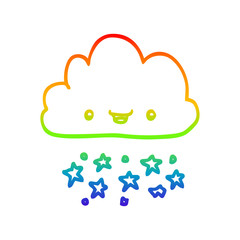 rainbow gradient line drawing cartoon storm cloud