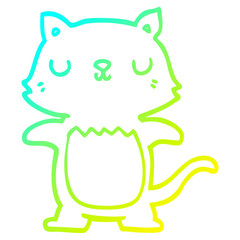 cold gradient line drawing cartoon cat