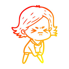 warm gradient line drawing cartoon angry woman