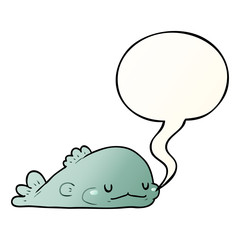 cute cartoon fish and speech bubble in smooth gradient style