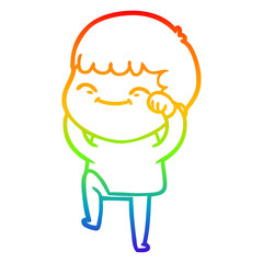 rainbow gradient line drawing cartoon happy boy