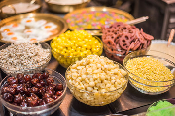Buffet Table Served by Different Canape Ready for Eating in Restaurant