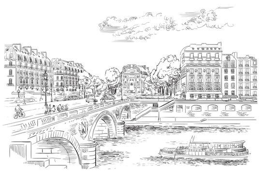 Vector hand drawing Paris 7