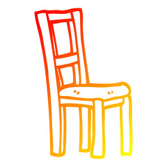 warm gradient line drawing cartoon wooden chair