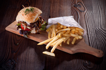 Hamburger and French Fries 