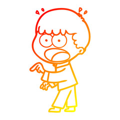 warm gradient line drawing cartoon shocked man pointing