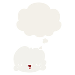cute cartoon cloud and thought bubble in retro style