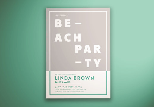 Beach Party Flyer Layout with Photo Mask