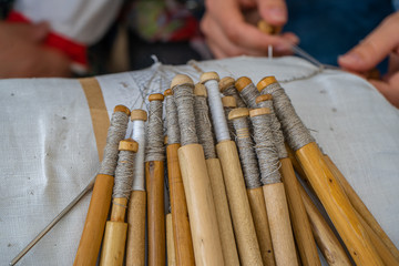 beautiful traditional bobbin lace making