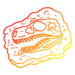 warm gradient line drawing cartoon ancient fossil