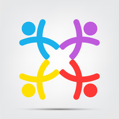 meeting room people logo.group of four persons in circle Isolate On White Background,Vector Illustration