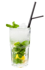 Alcohol cocktail isolated on white. Mojito