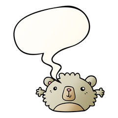 funny cartoon bear and speech bubble in smooth gradient style