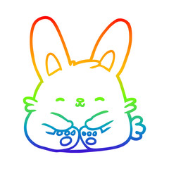 rainbow gradient line drawing cute bunny rabbit