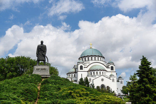 Monument commemorating Karageorge Petrovitch in front of Cathedral of Saint Sava in Belgrade, Serbia