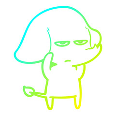 cold gradient line drawing annoyed cartoon elephant