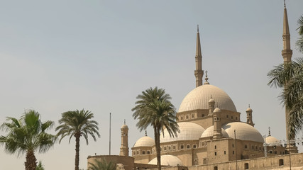 side view of the exterior of the alabaster mosque in cairo