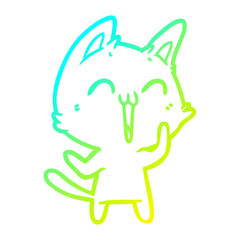 cold gradient line drawing happy cartoon cat