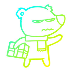 cold gradient line drawing angry bear cartoon gift